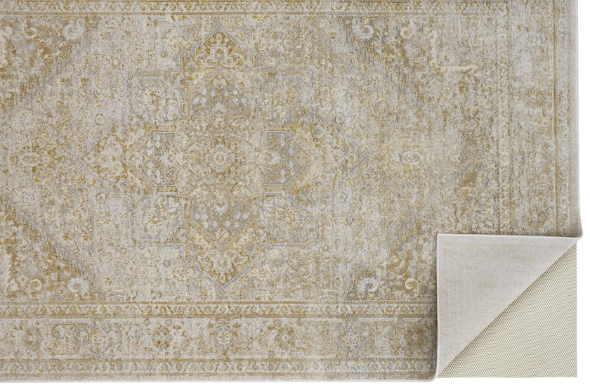 Feizy Aura 3734F Rug in Brown / Gold