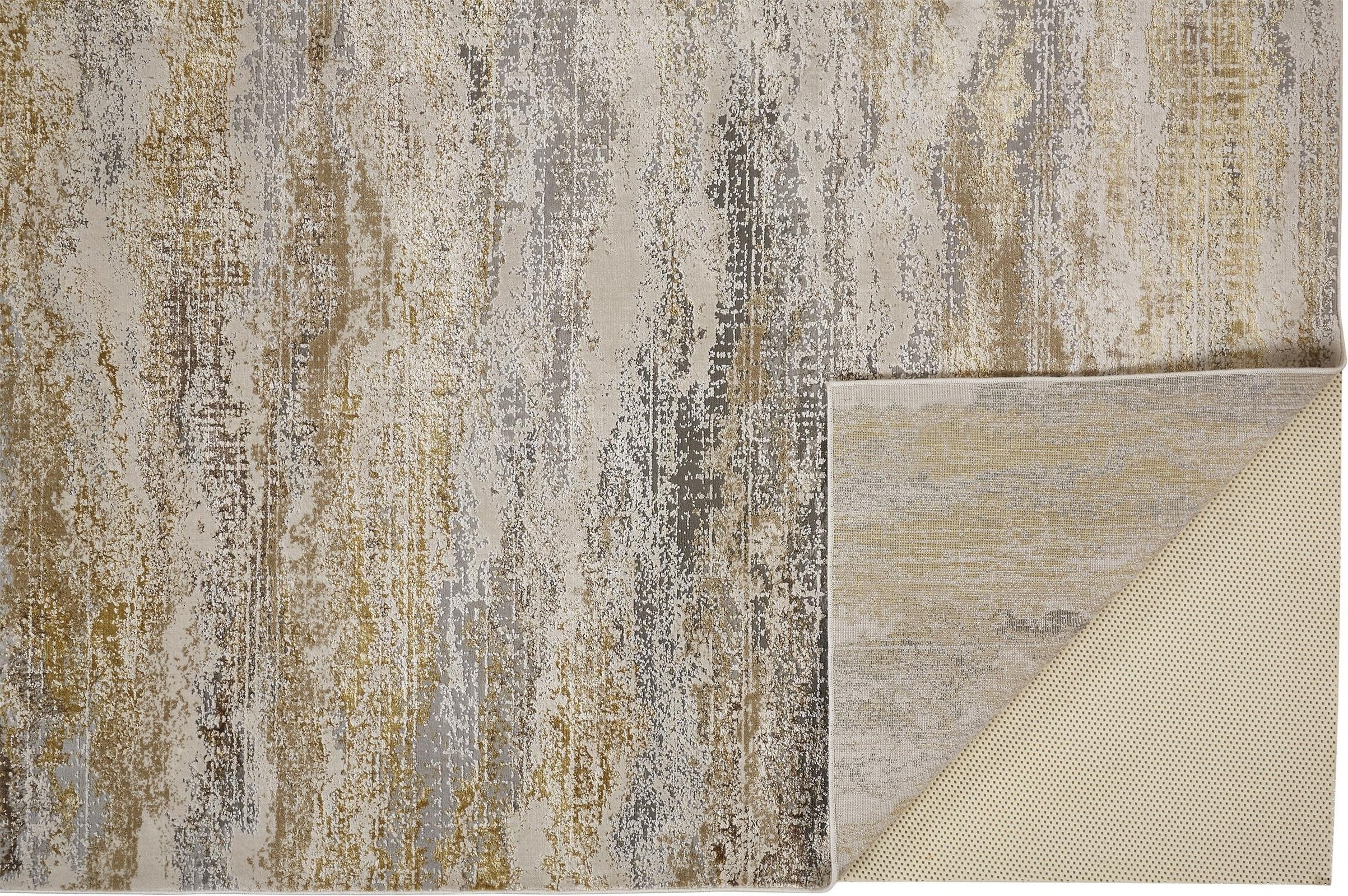 Feizy Aura 3735F Rug in Beige / Gold