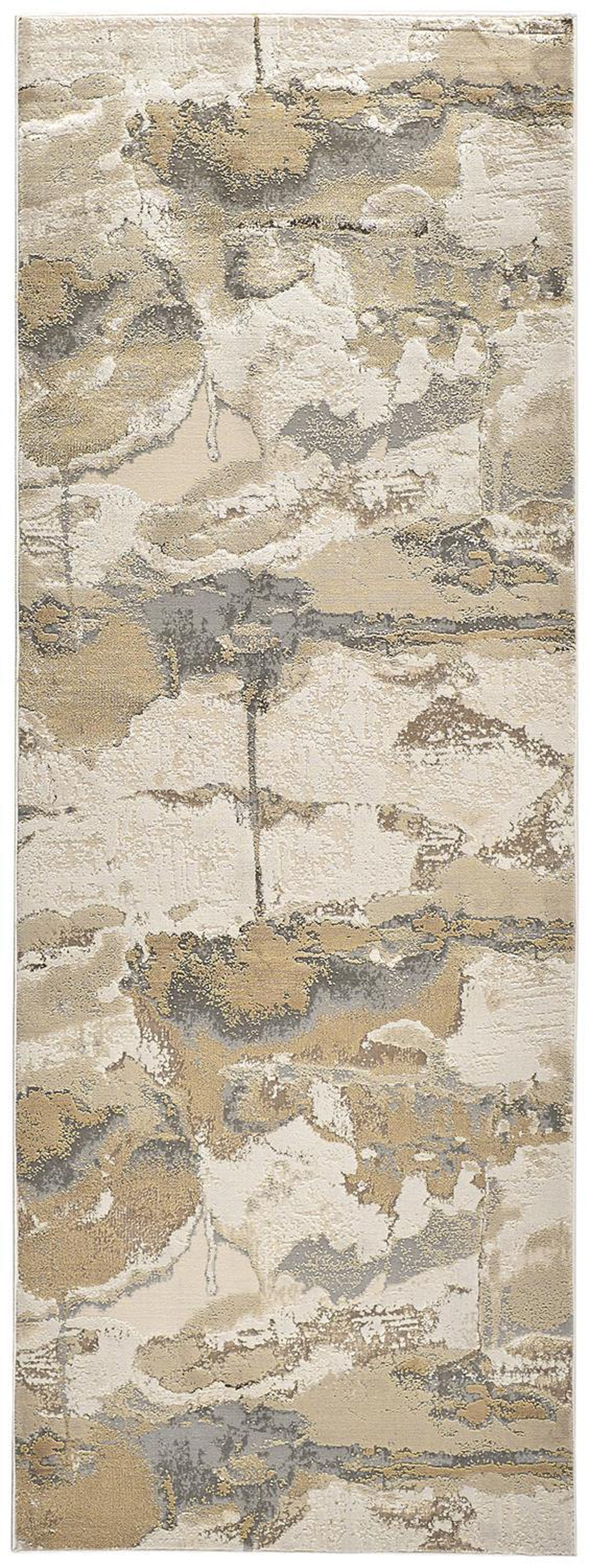 Feizy Aura 3737F Rug in Gold / Tan
