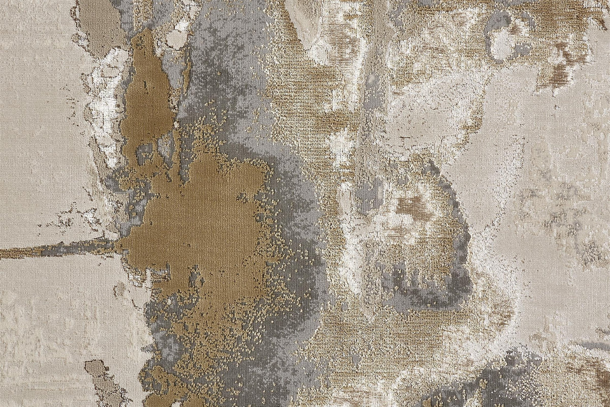 Feizy Aura 3737F Rug in Gold / Tan