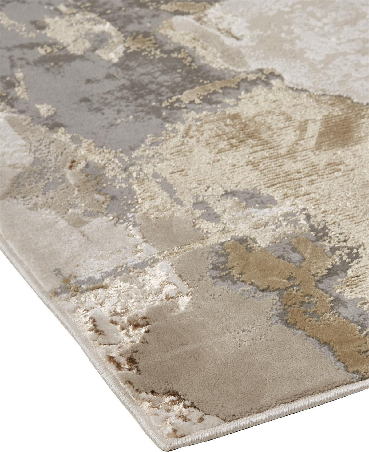 Feizy Aura 3737F Rug in Gold / Tan