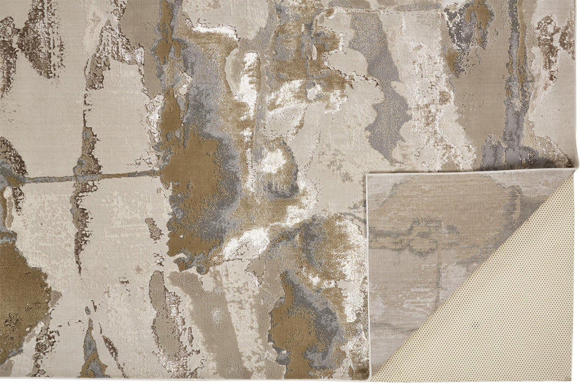 Feizy Aura 3737F Rug in Gold / Tan