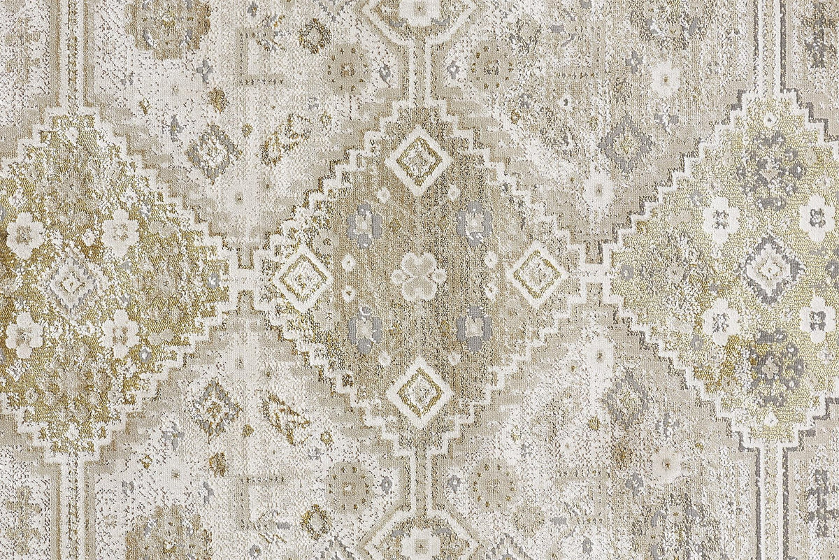 Feizy Aura 3738F Rug in Gold / Beige