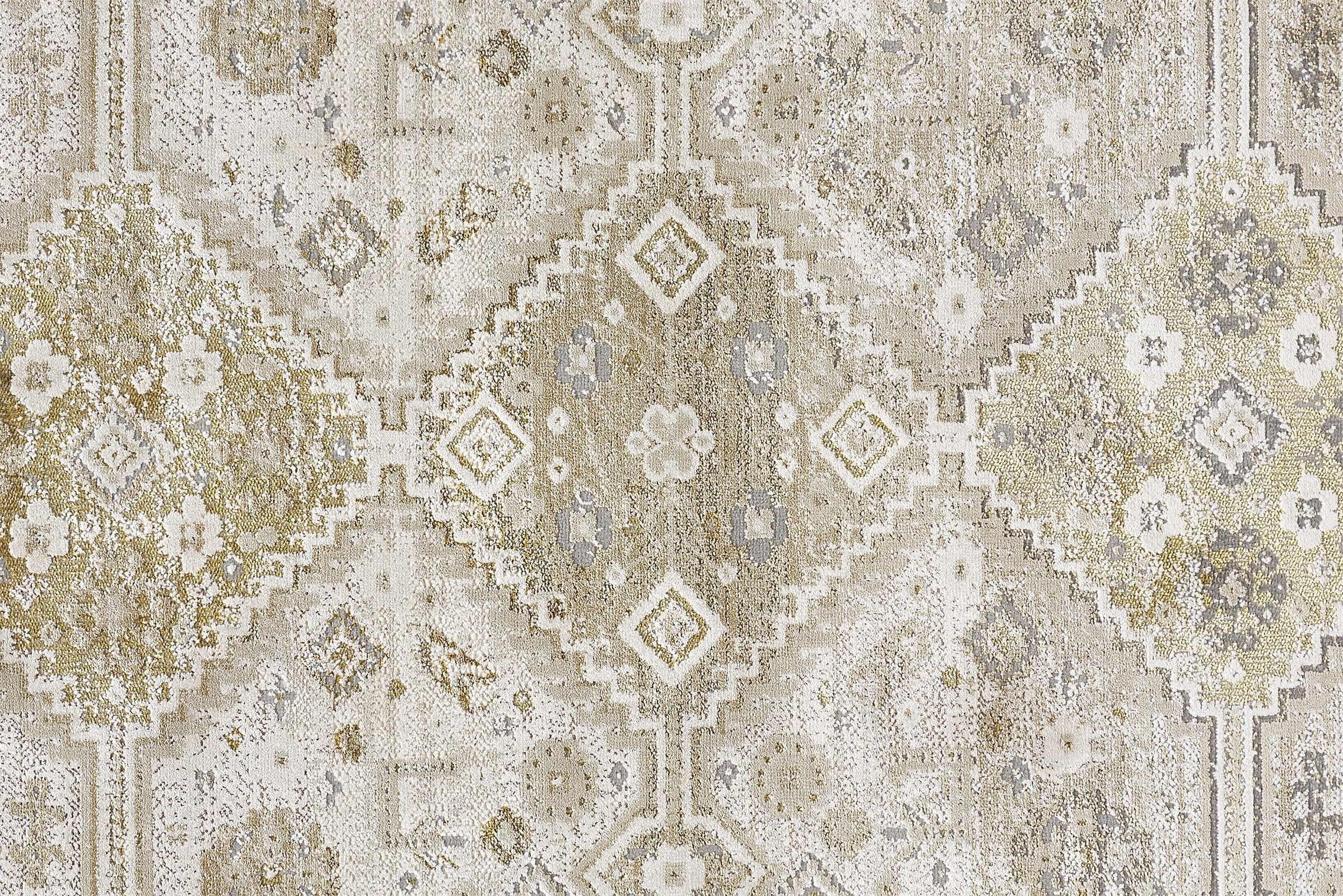Feizy Aura 3738F Rug in Gold / Beige