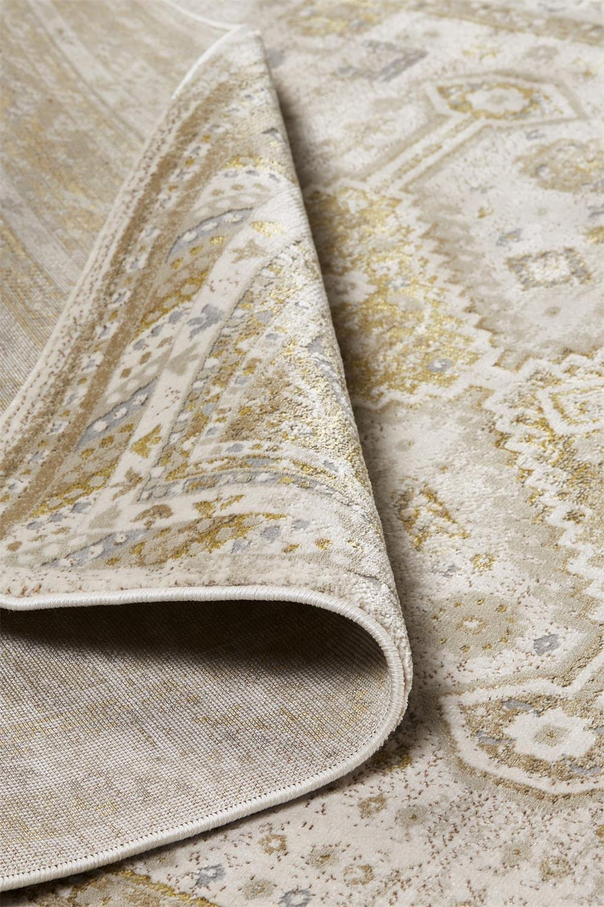 Feizy Aura 3738F Rug in Gold / Beige