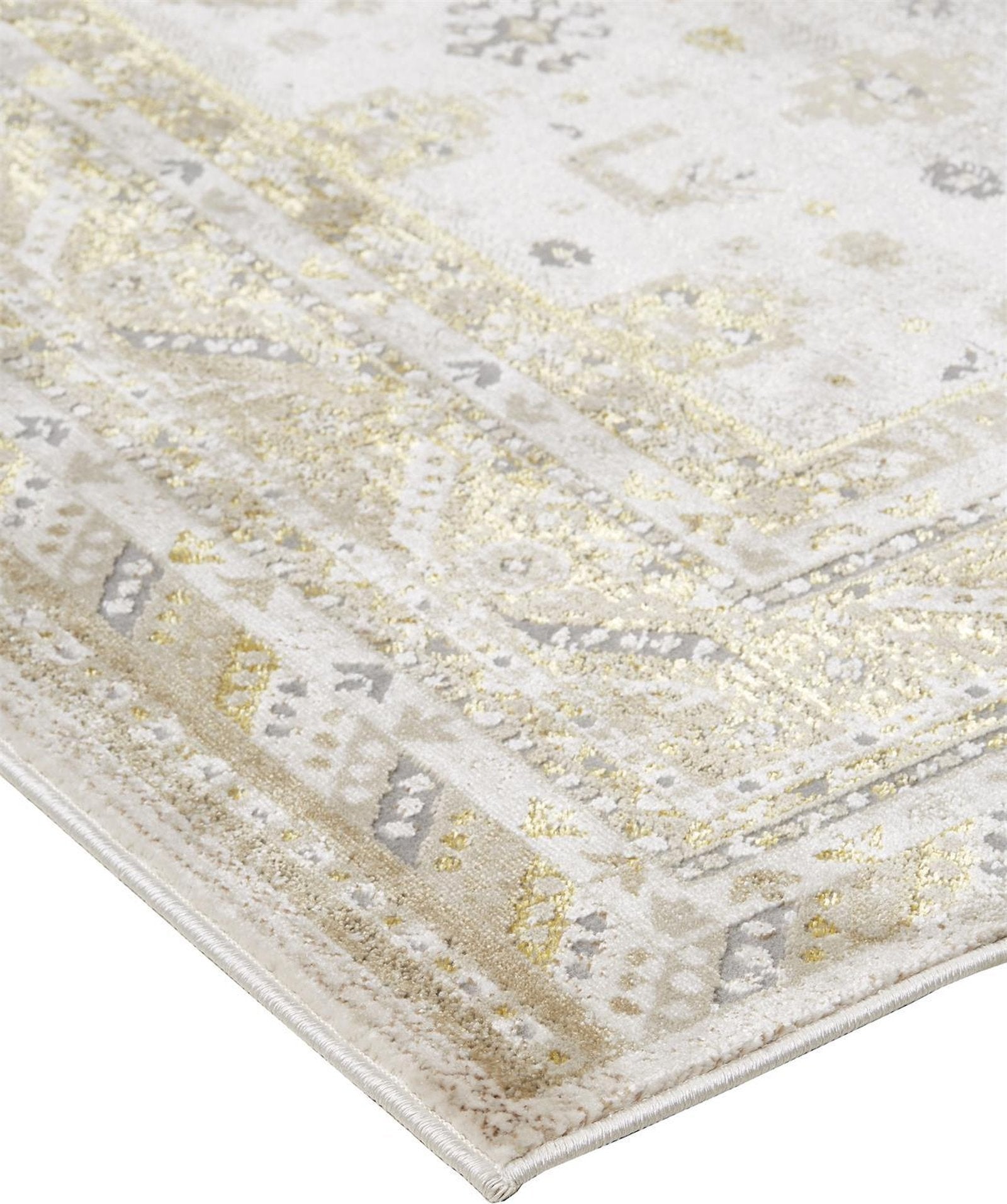 Feizy Aura 3738F Rug in Gold / Beige
