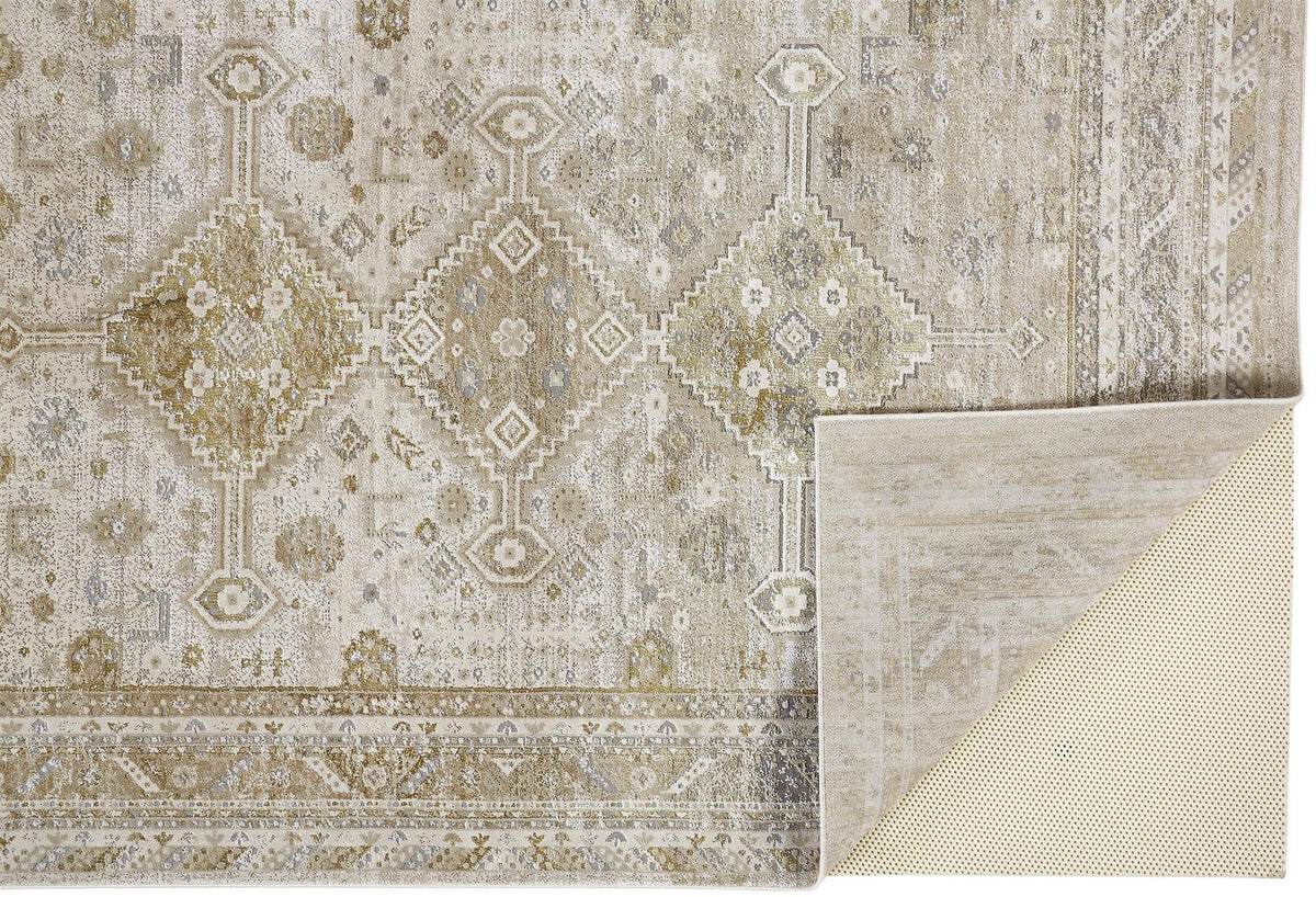 Feizy Aura 3738F Rug in Gold / Beige