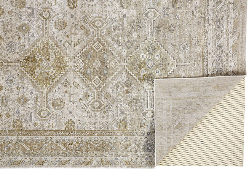 Feizy Aura 3738F Rug in Gold / Beige