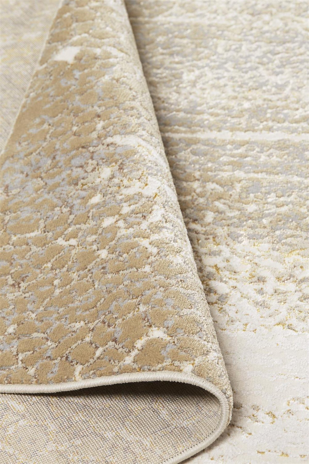 Feizy Aura 3739F Rug in Ivory / Gold