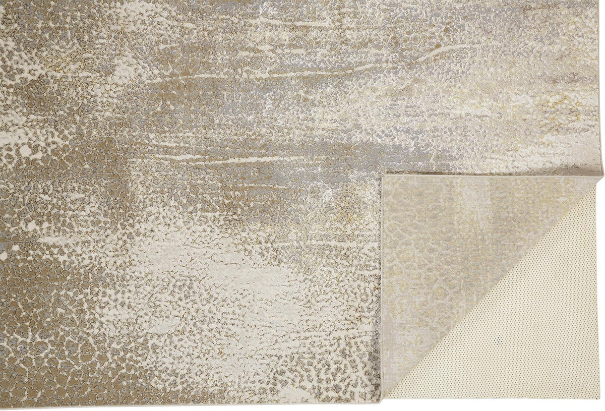 Feizy Aura 3739F Rug in Ivory / Gold