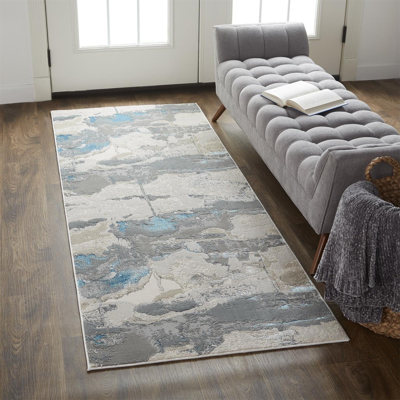 Feizy Azure 3525F Rug in Silver / Teal