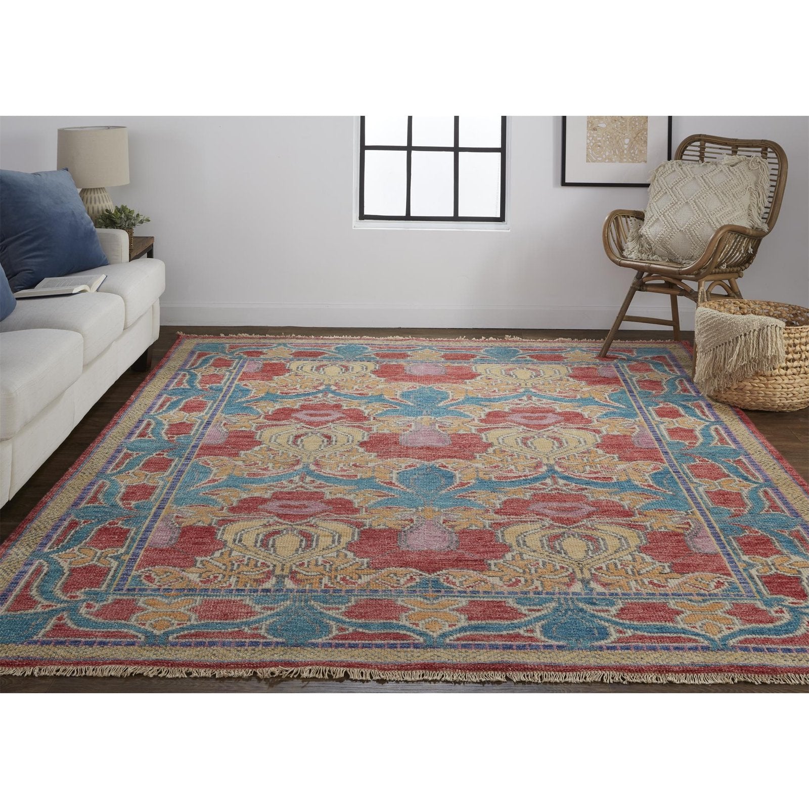 Feizy Beall 6633F Rug in Blue / Red