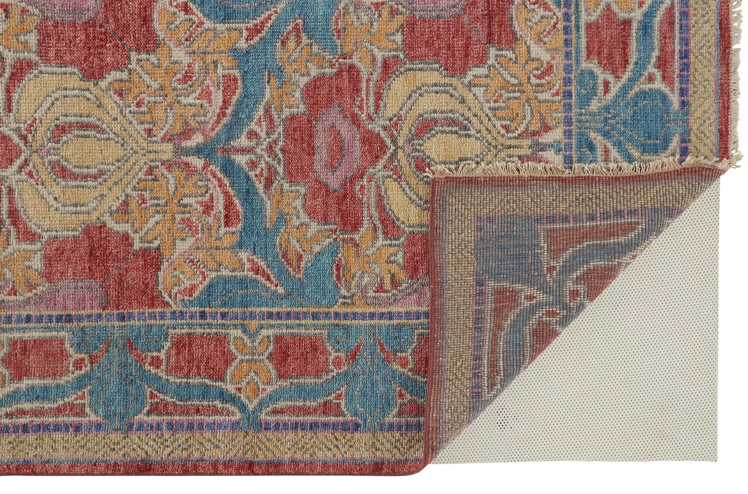 Feizy Beall 6633F Rug in Blue / Red