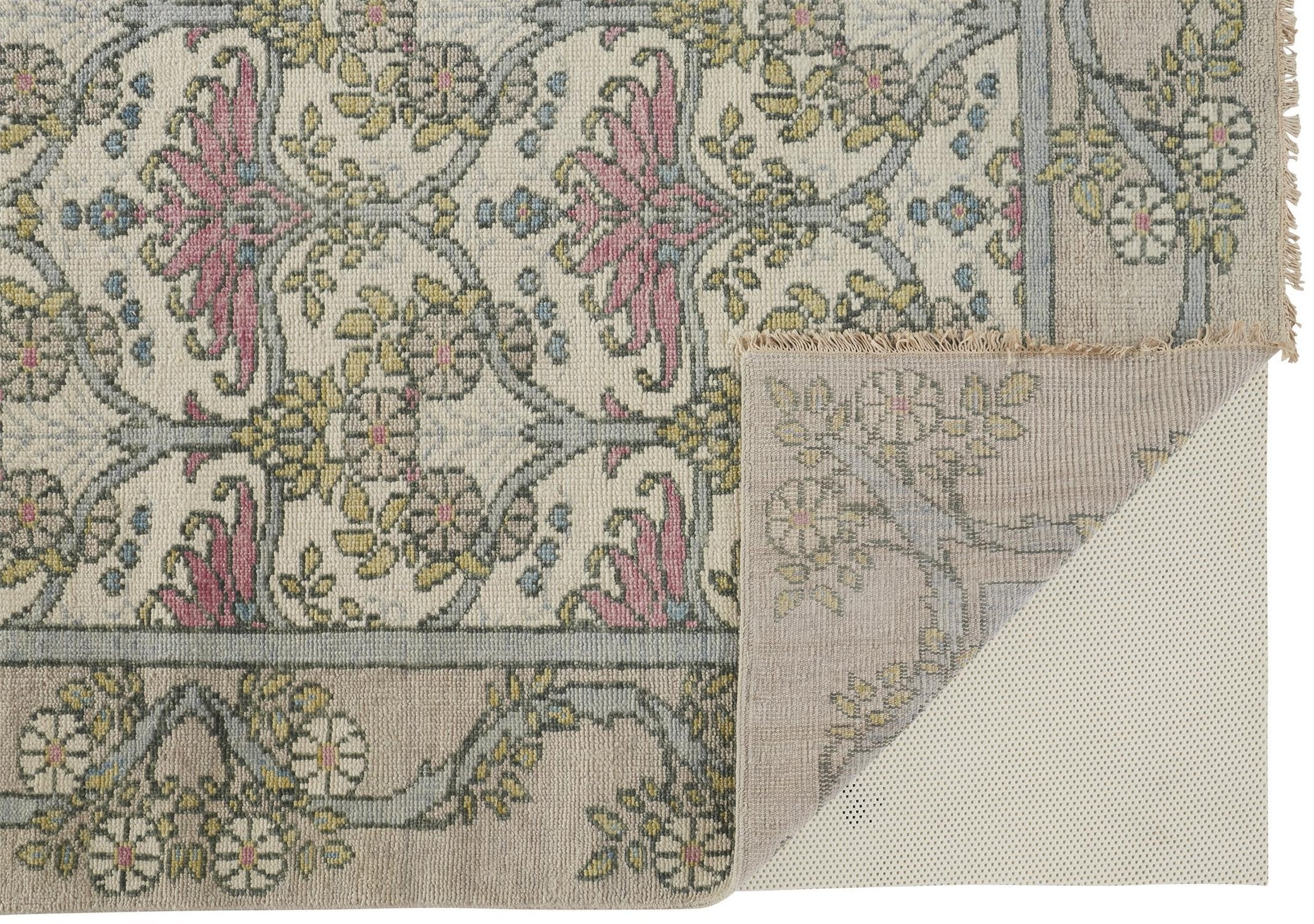 Feizy Beall 6714F Rug in Gray / Pink