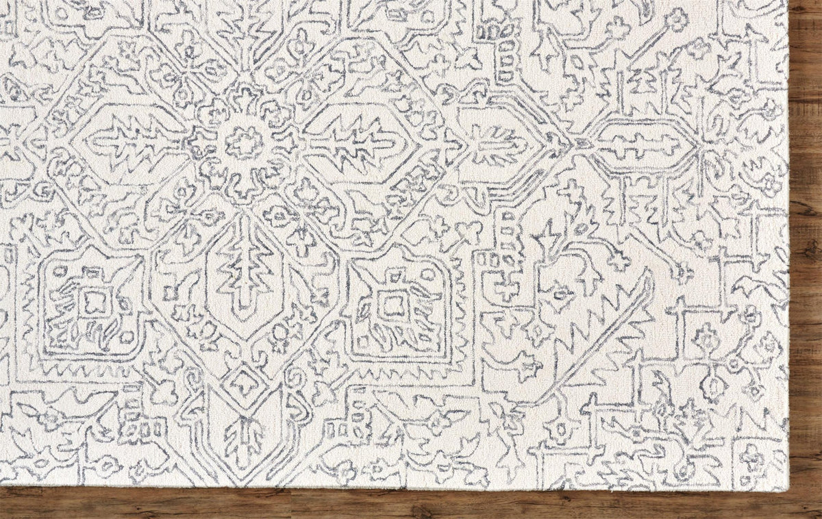 Feizy Belfort 8778F Rug in Ivory/Charcoal