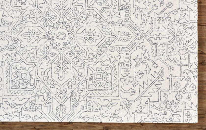 Feizy Belfort 8778F Rug in Ivory/Charcoal