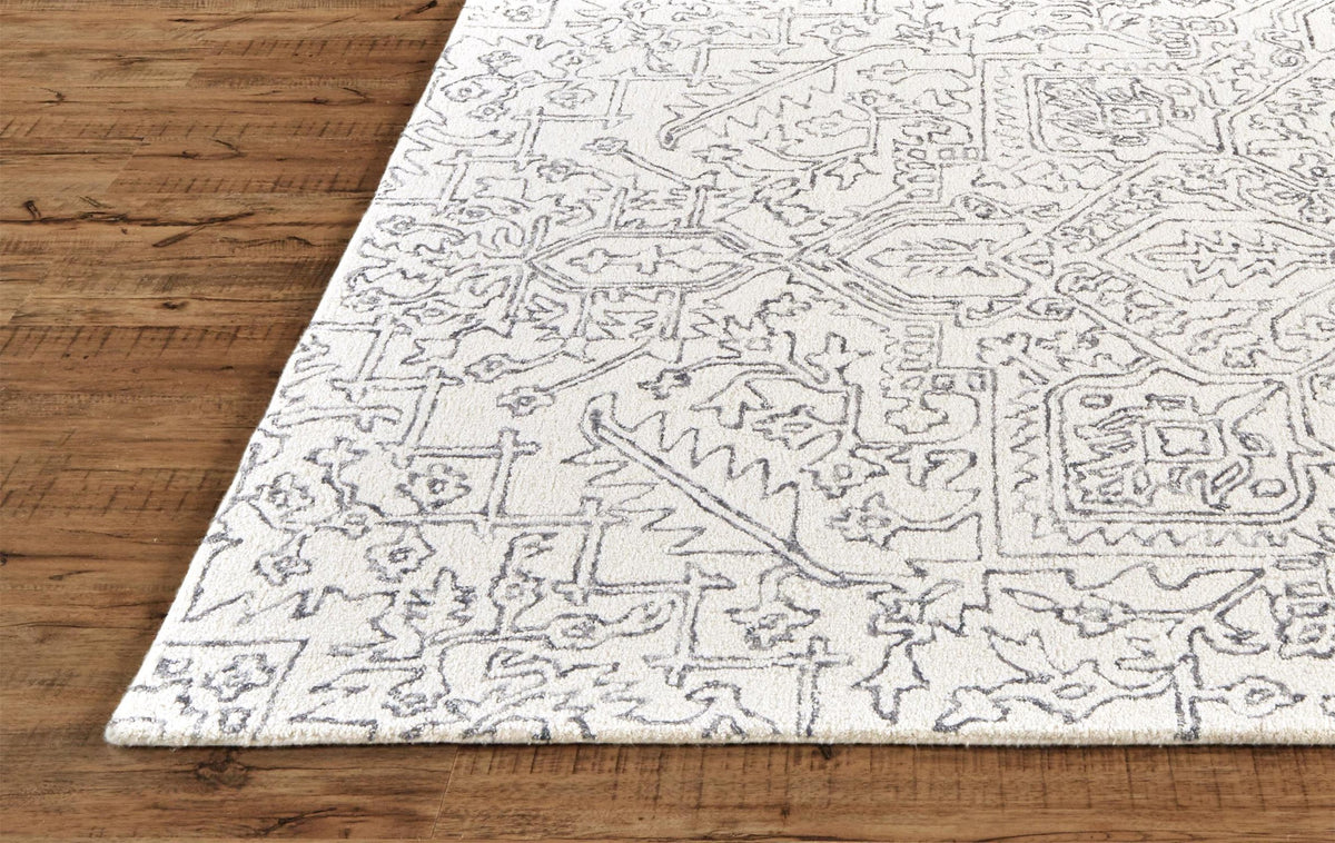 Feizy Belfort 8778F Rug in Ivory/Charcoal