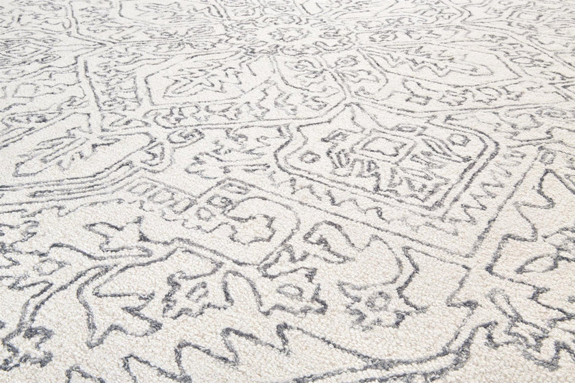 Feizy Belfort 8778F Rug in Ivory/Charcoal
