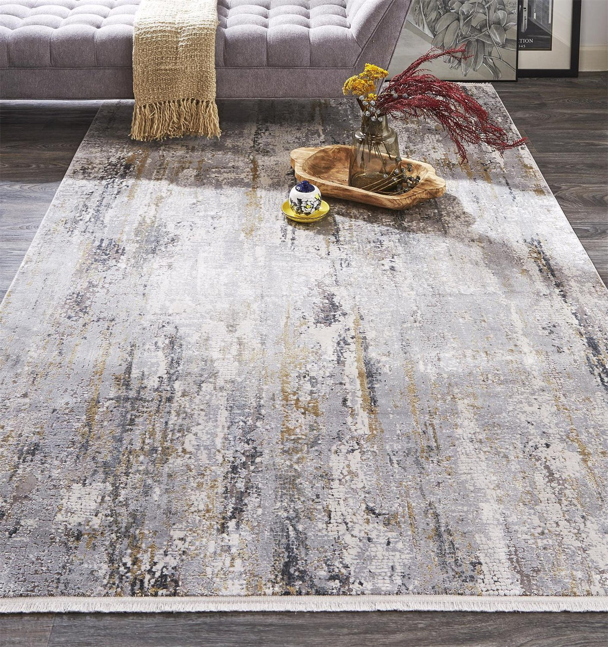 Feizy Cadiz 3887F Rug in Ivory/Gray