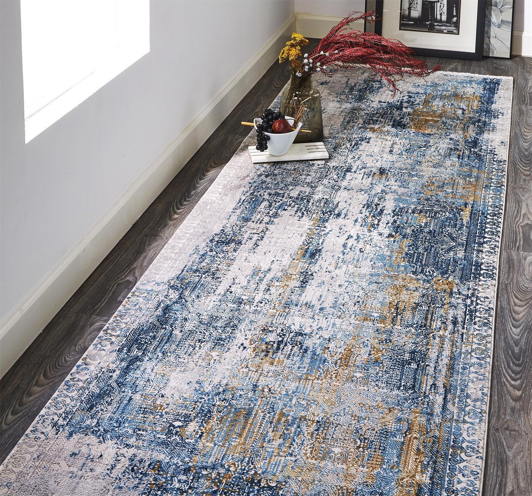 Feizy Cadiz 3890F Rug in Blue/Gray