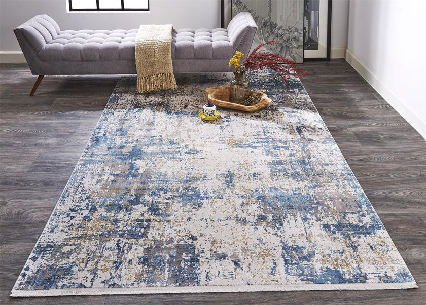 Feizy Cadiz 3891F Rug in Blue/Ivory