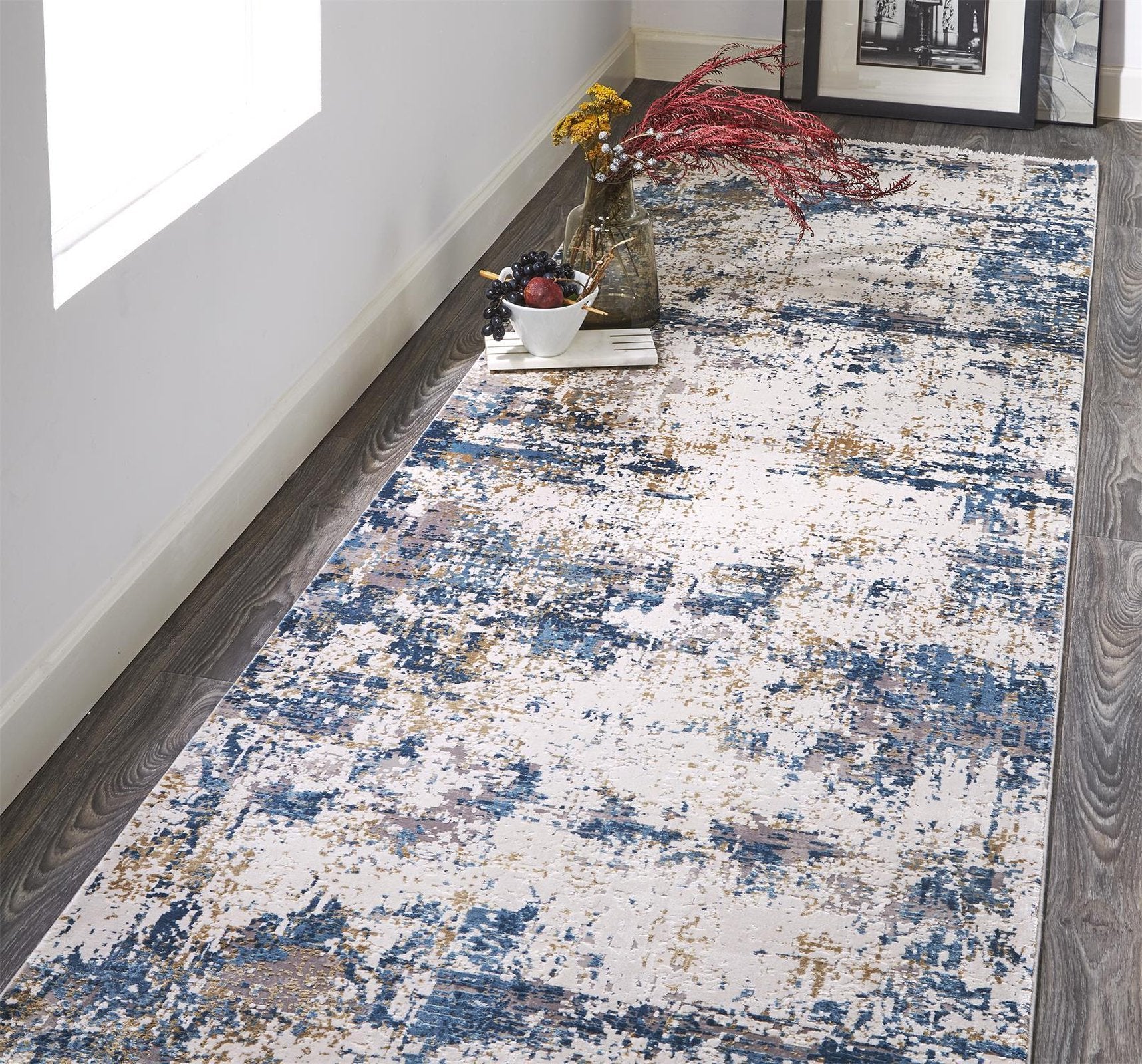 Feizy Cadiz 3891F Rug in Blue/Ivory
