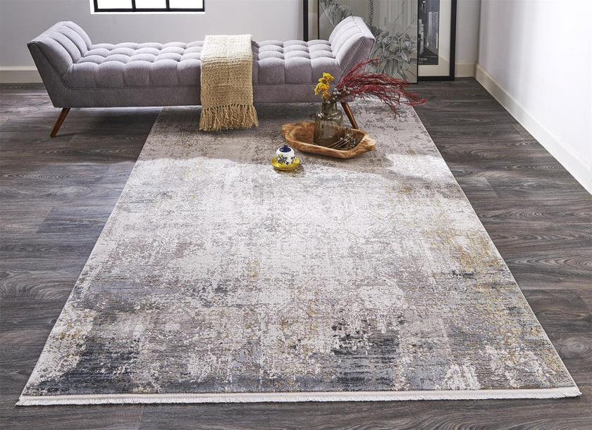 Feizy Cadiz 3892F Rug in Light Gray/Ivory