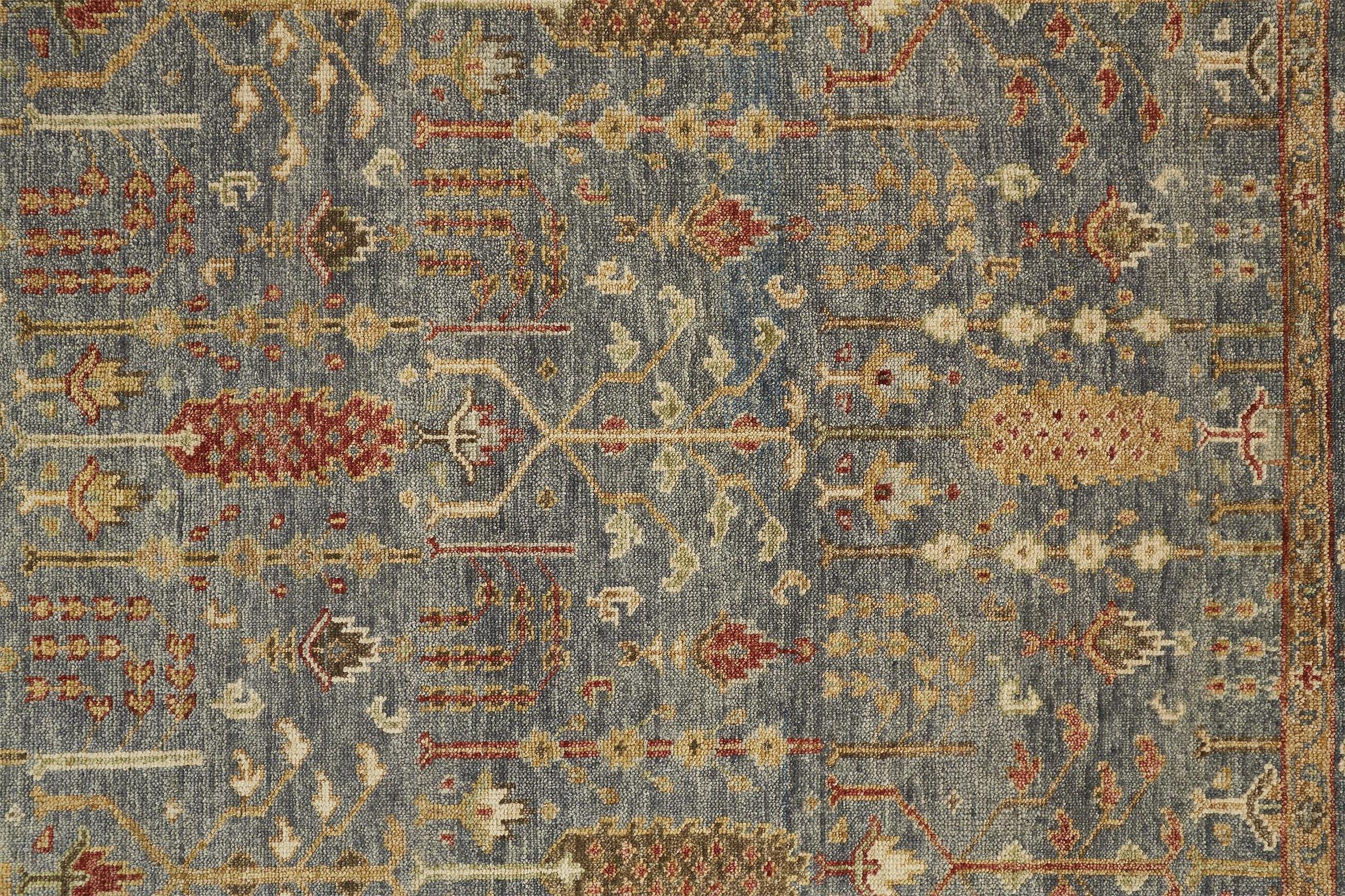 Feizy Carrington 6499F Rug in Blue / Rust
