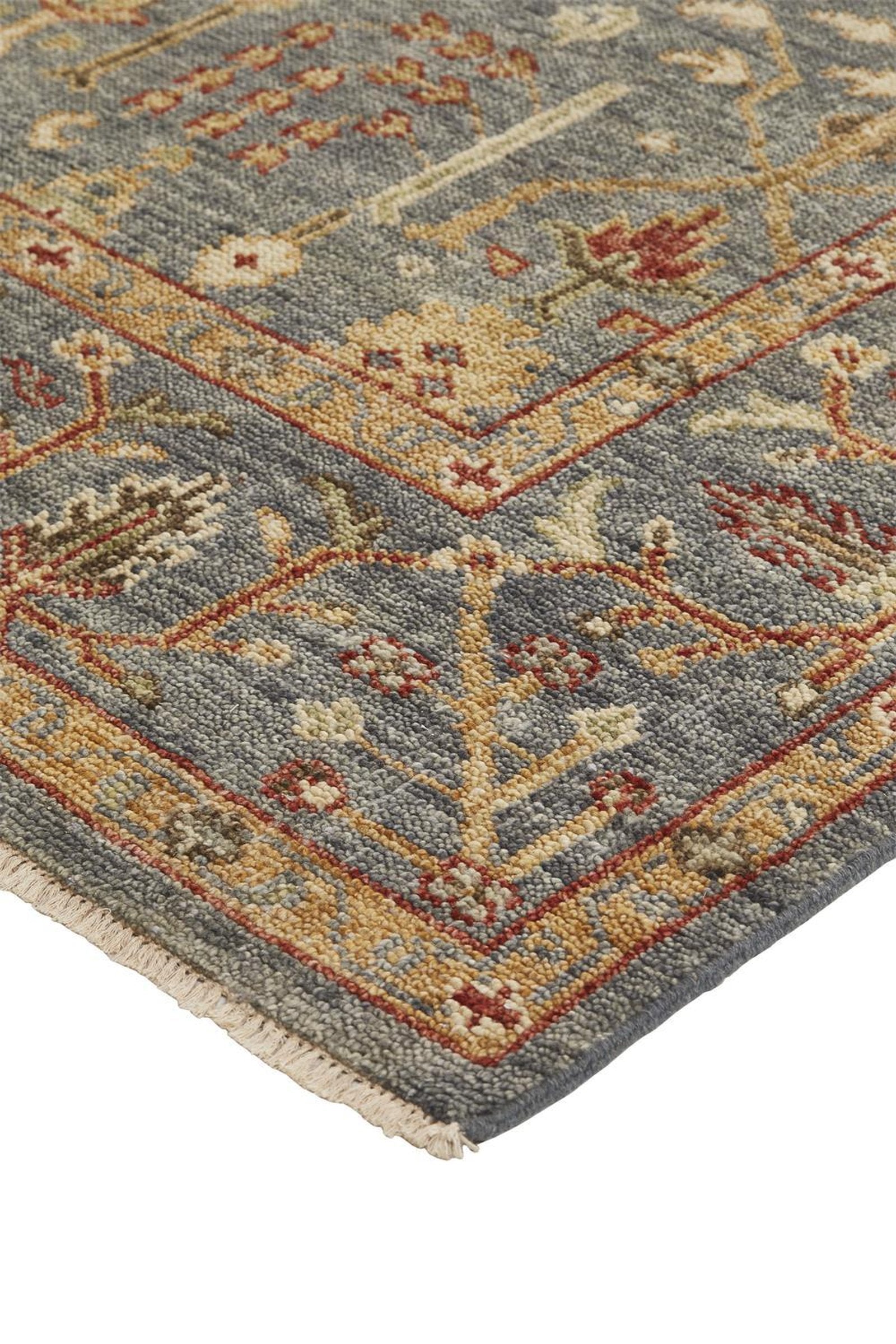 Feizy Carrington 6499F Rug in Blue / Rust
