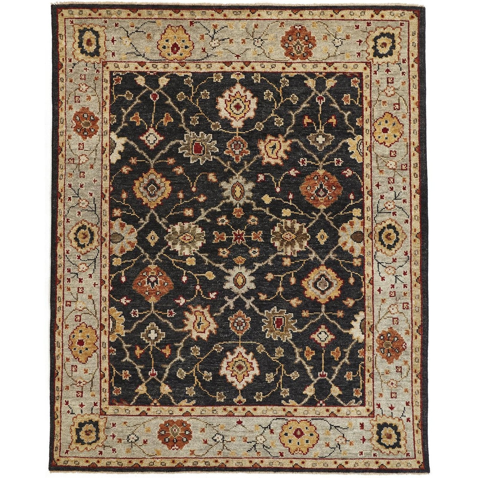 Feizy Carrington 6500F Rug in Black / Gold