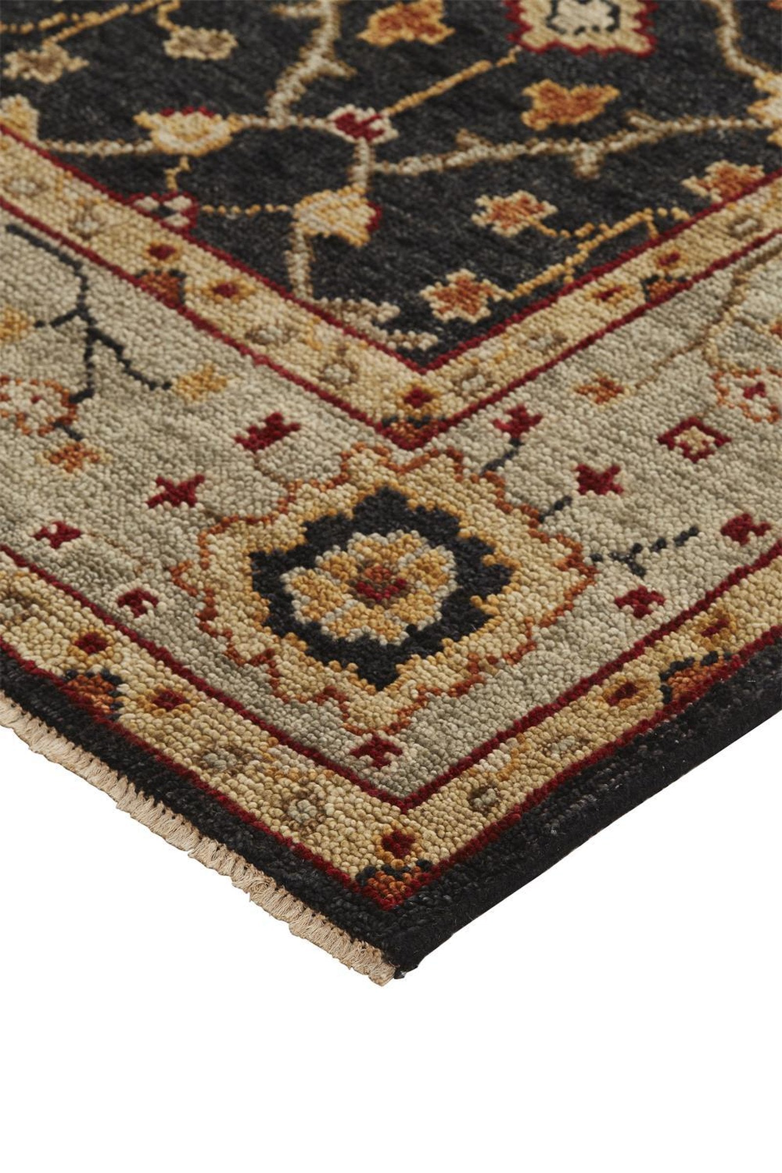 Feizy Carrington 6500F Rug in Black / Gold