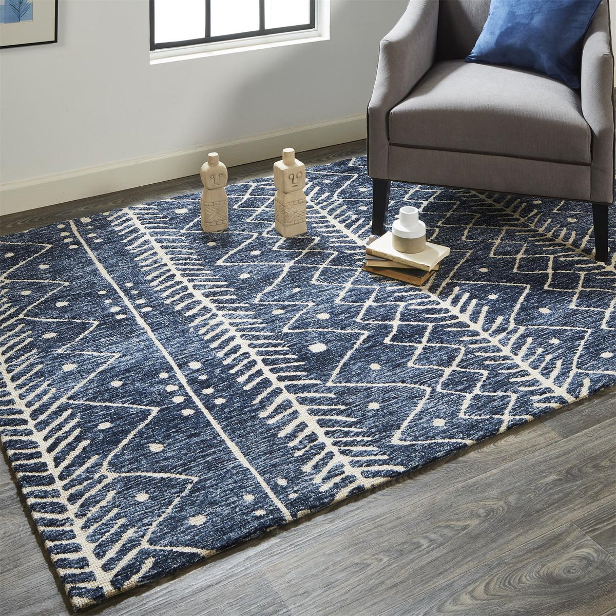 Feizy Colton 8318F Rug in Blue / Beige