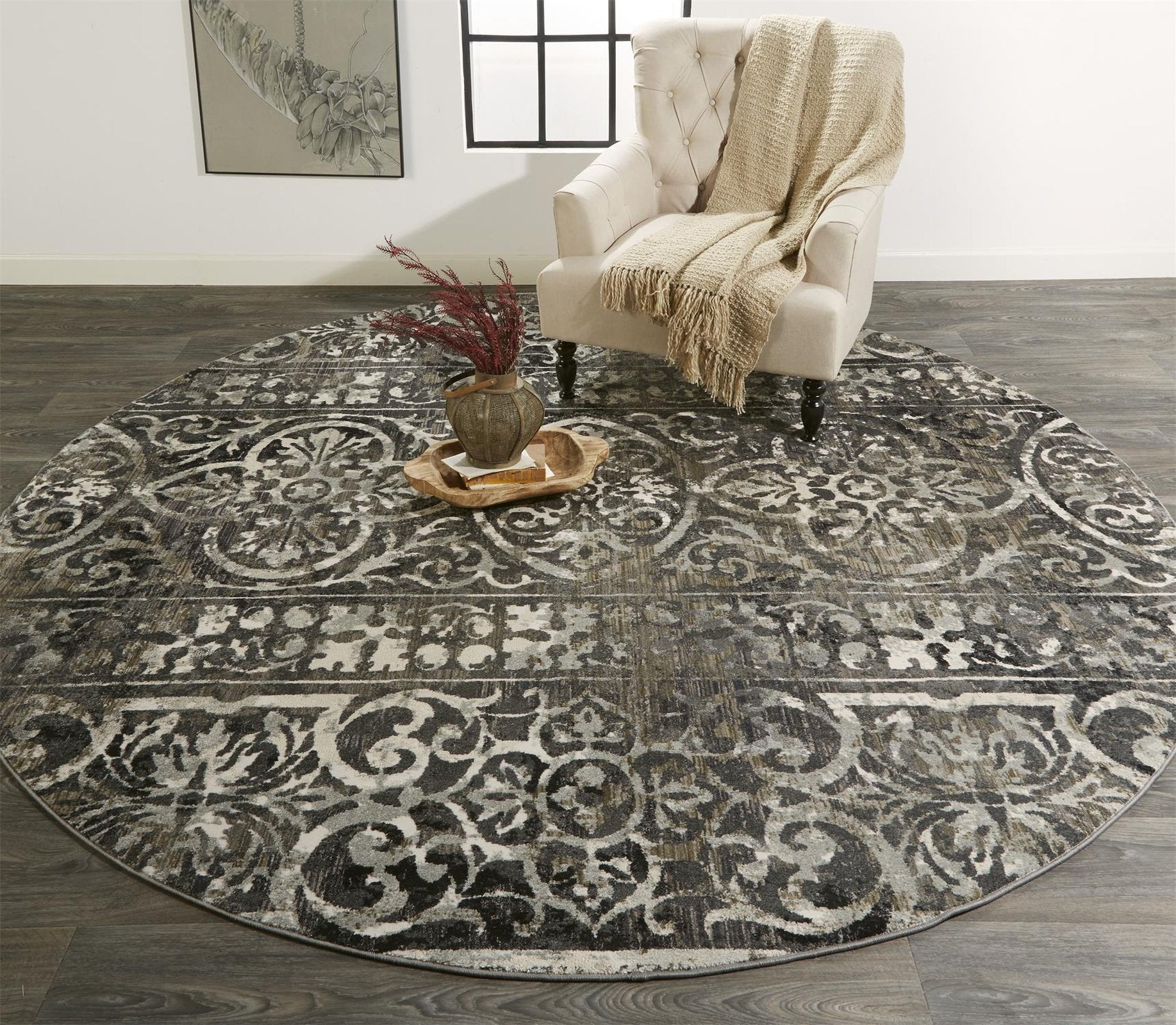 Feizy Kano 3871F Rug in Charcoal/Ivory