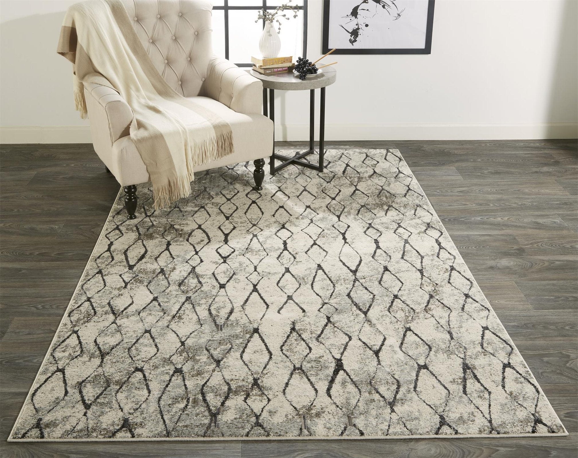 Feizy Kano 3872F Rug in Sand/Charcoal