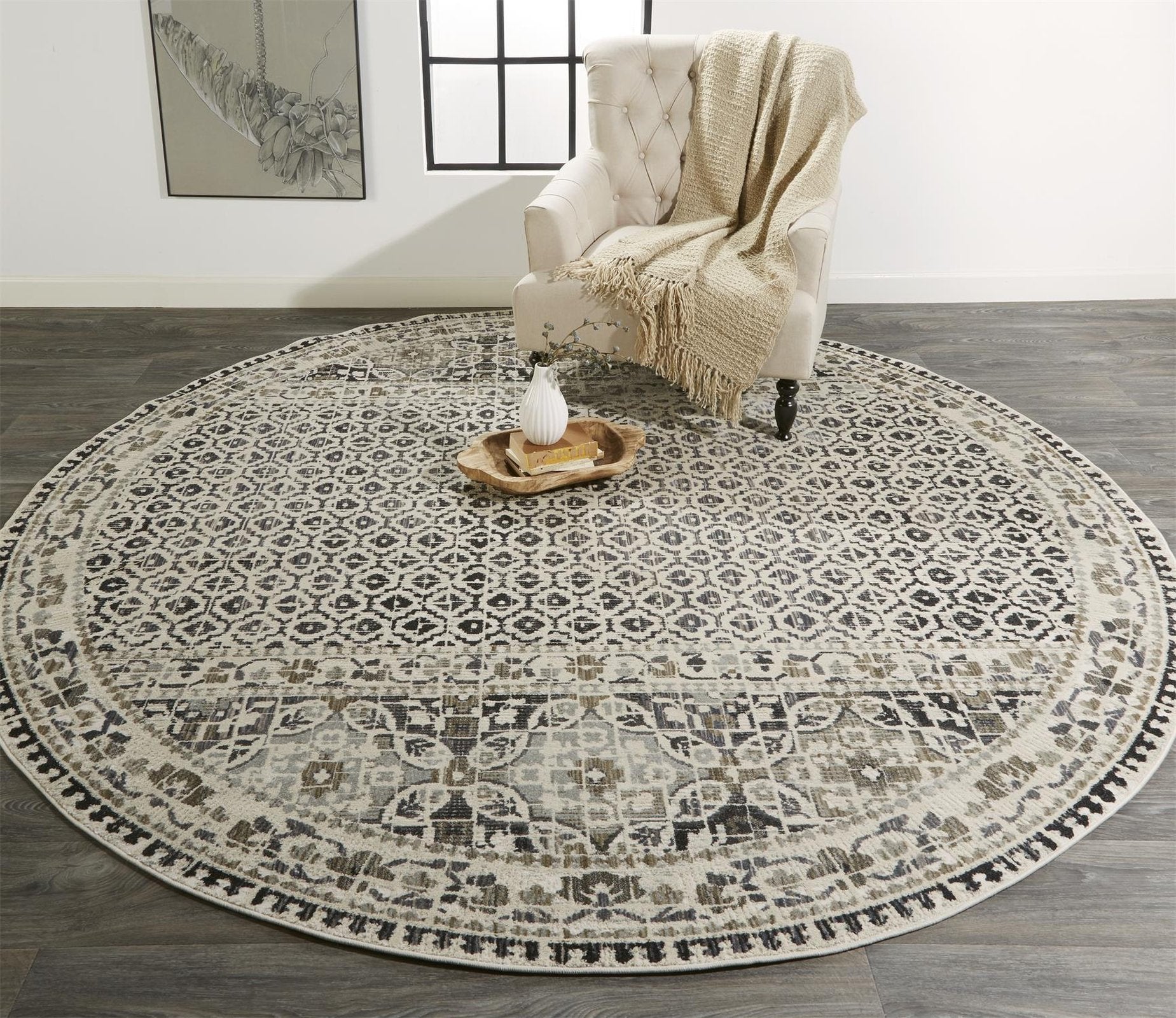 Feizy Kano 3874F Rug in Gray/Ivory