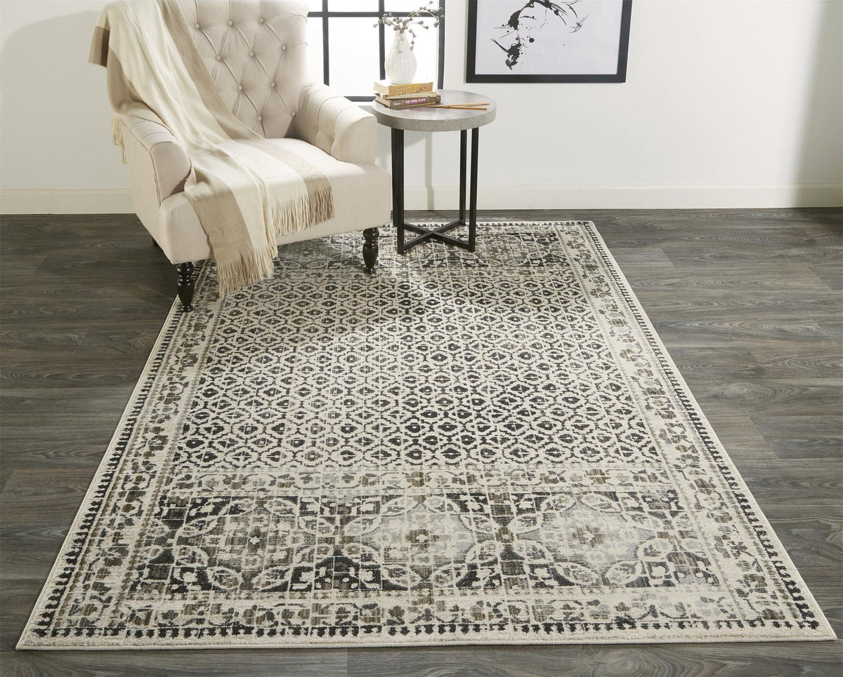 Feizy Kano 3874F Rug in Gray/Ivory