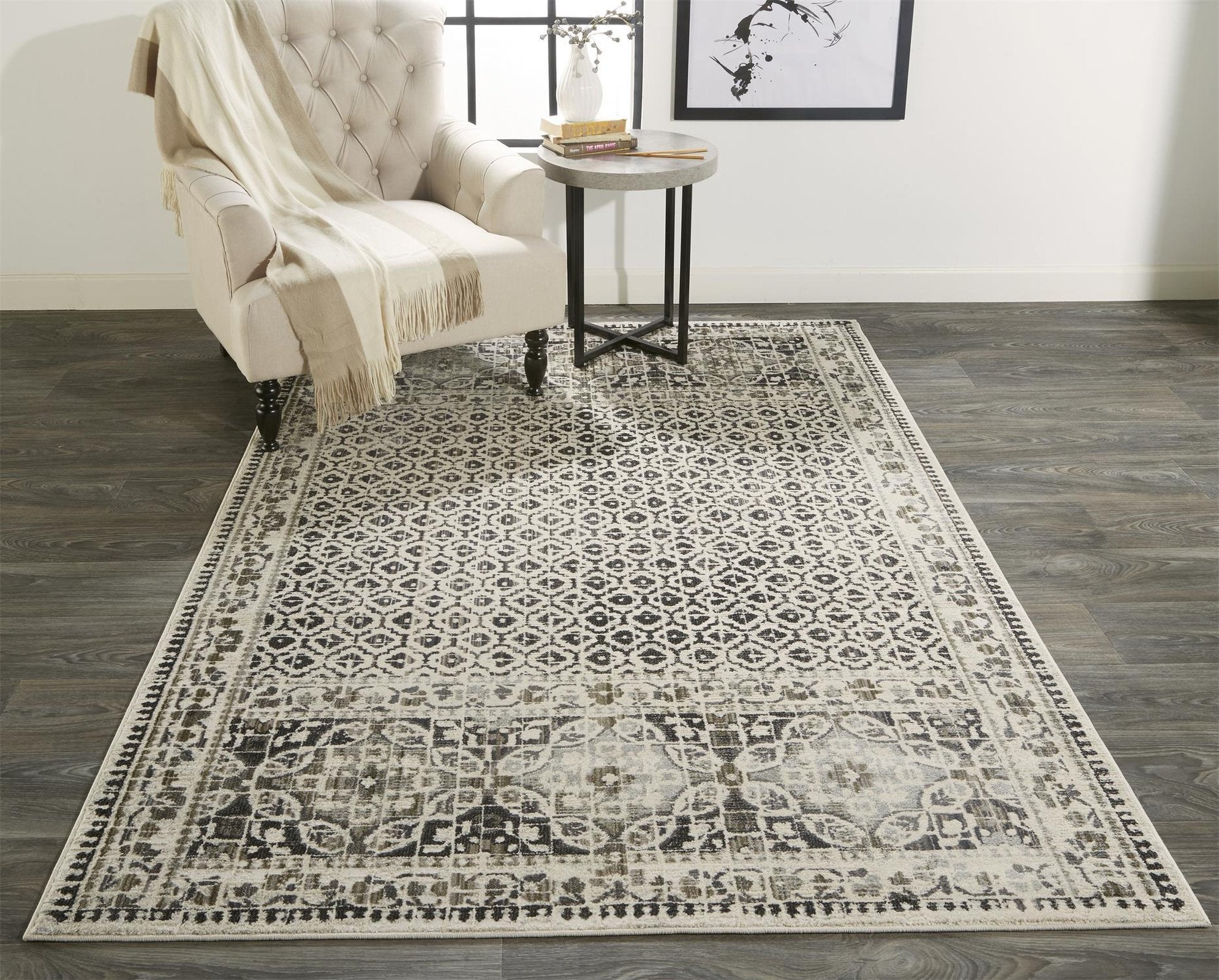 Feizy Kano 3874F Rug in Gray/Ivory