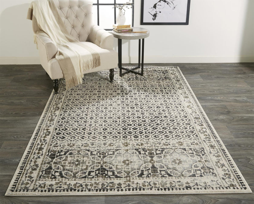 Feizy Kano 3874F Rug in Gray/Ivory