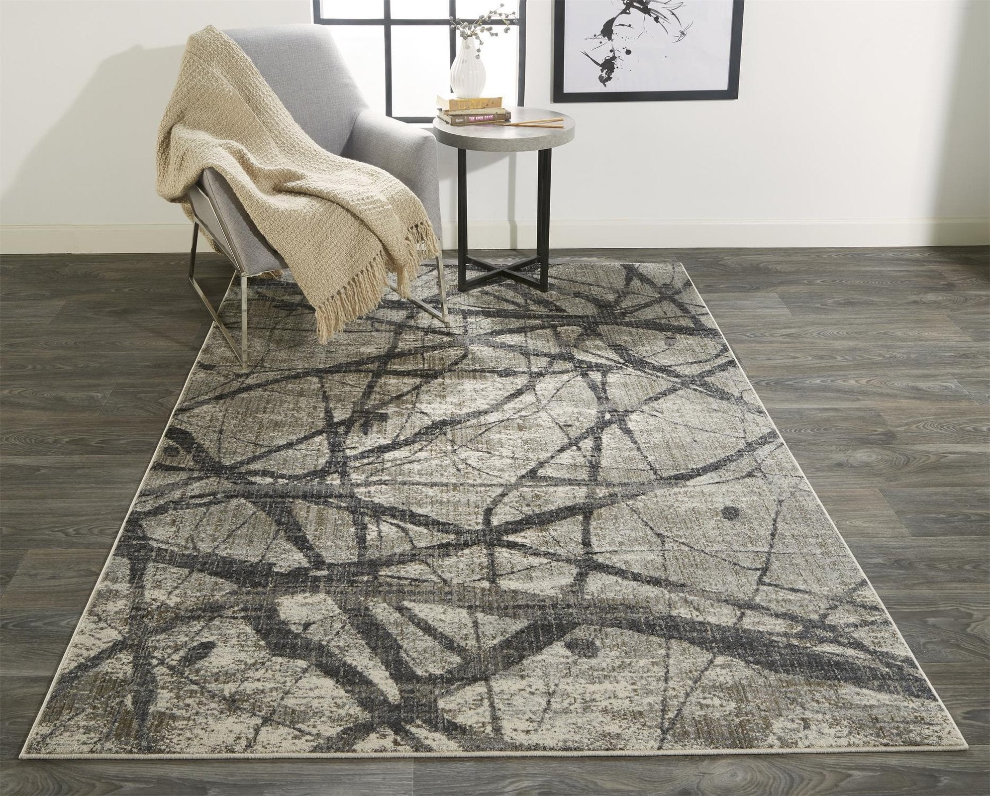 Feizy Kano 3877F Rug in Charcoal/Gray