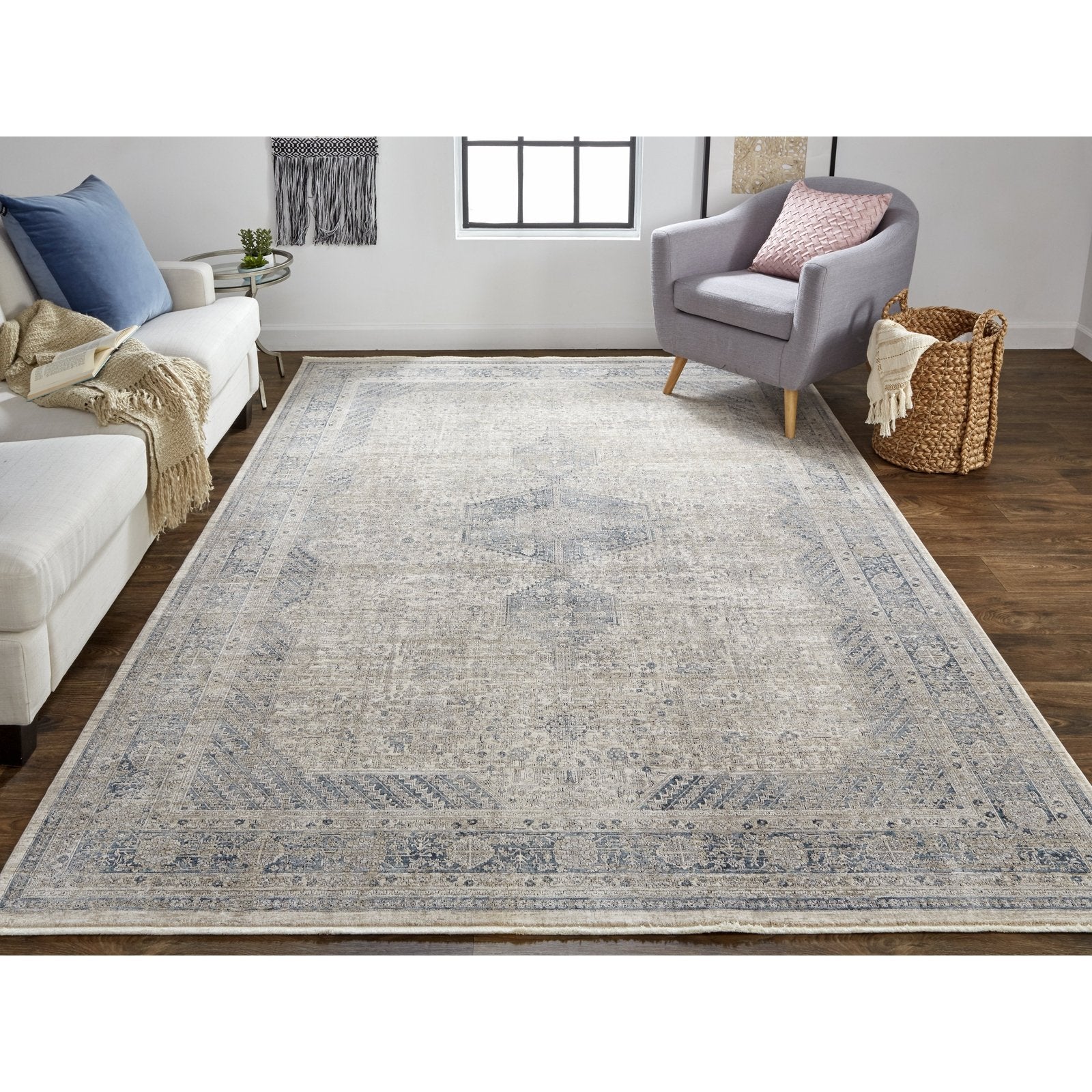 Feizy Marquette 3775F Rug in Gray / Blue