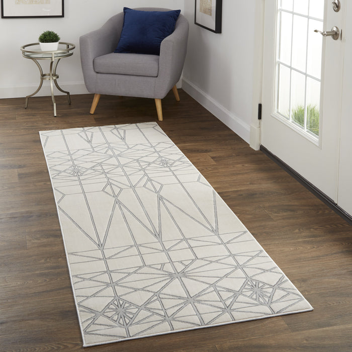 Feizy Micah 3045F Rug in Ivory / Silver