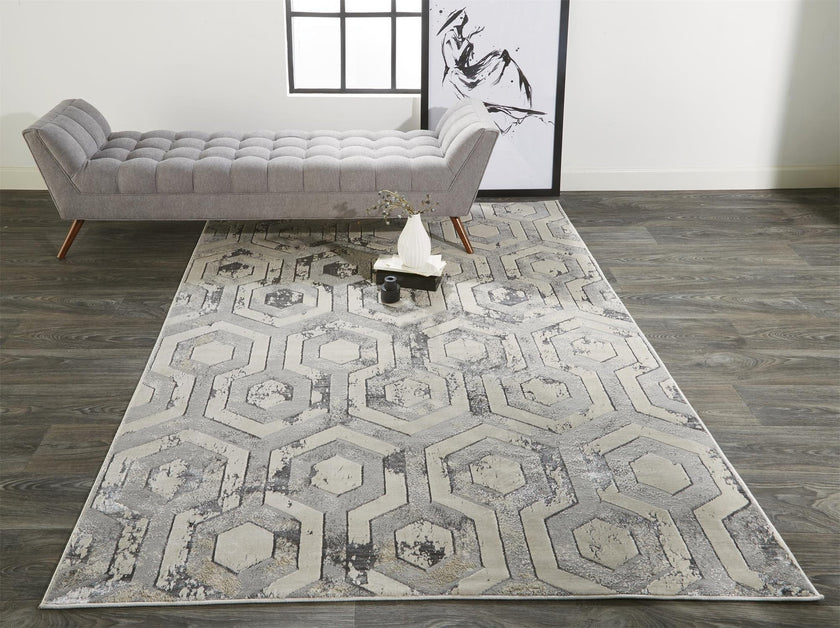 Feizy Micah 3046F Rug in Beige/Gray