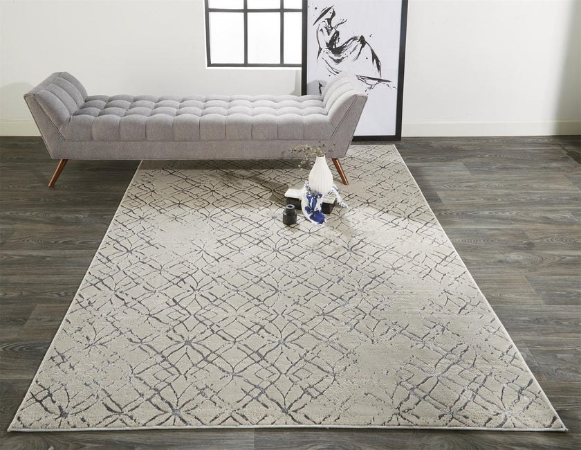 Feizy Micah 3047F Rug in Beige/Silver