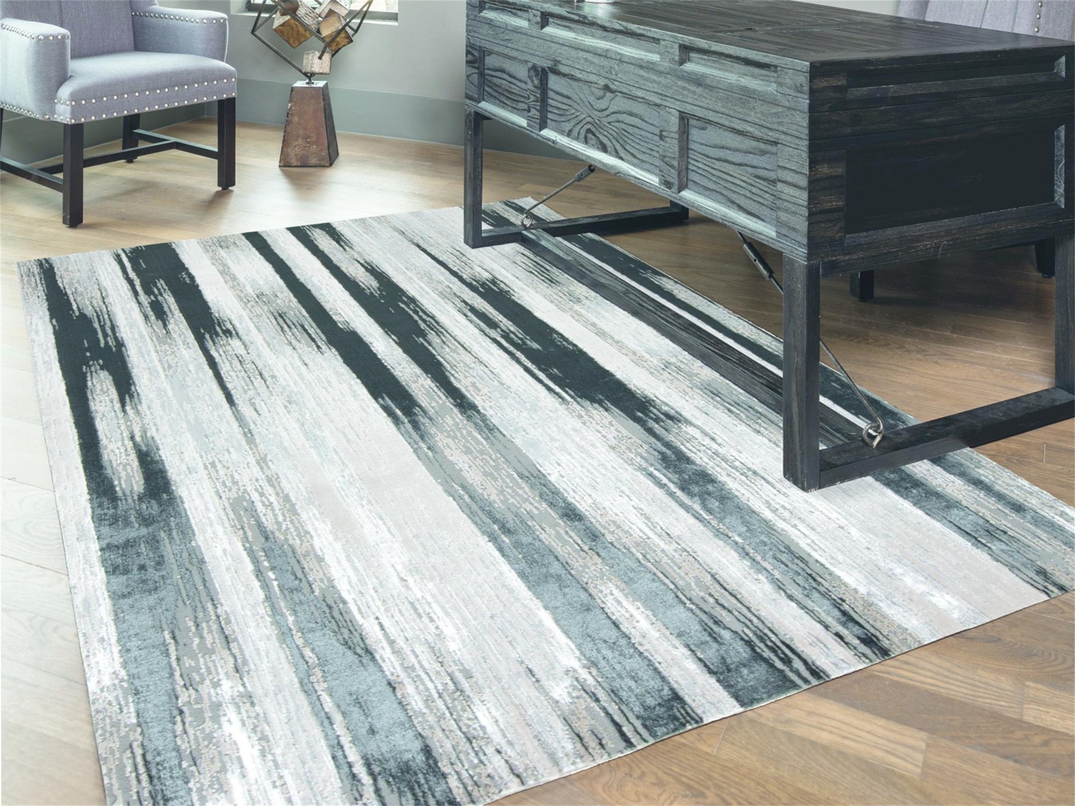Feizy Micah 3338F Rug in Black/Silver