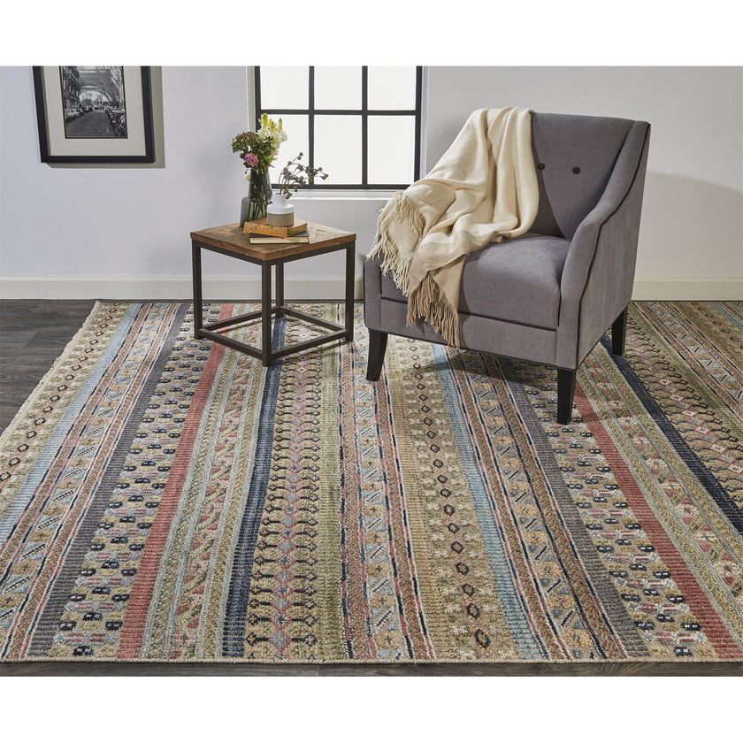 Feizy Payton 6498F Rug in Tan / Blue
