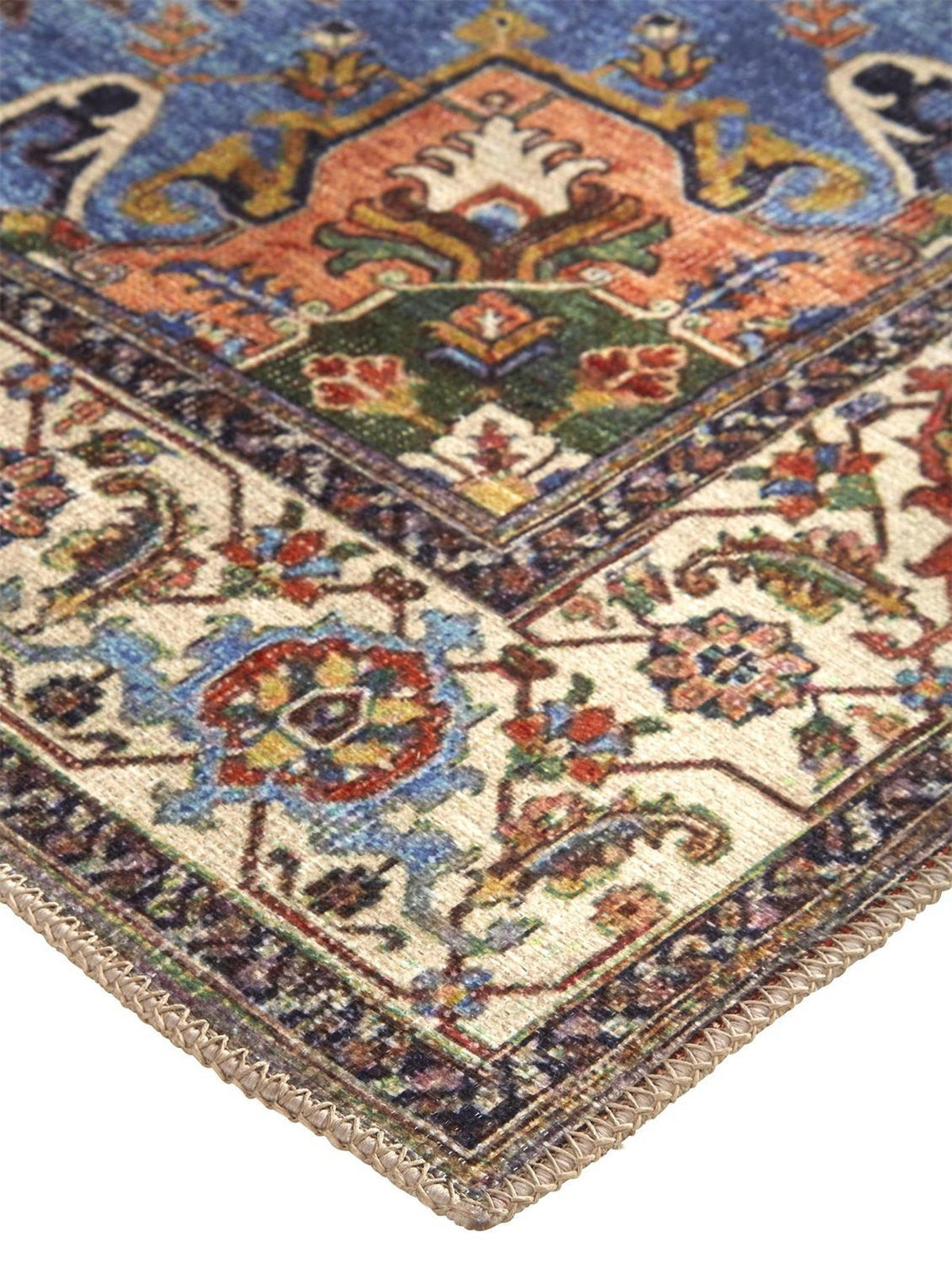 Feizy Percy 39AHF Rug in Rust / Blue