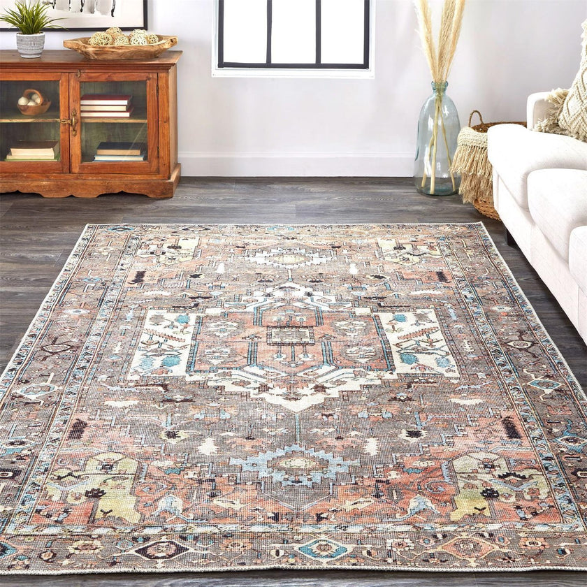 Feizy Percy 39AJF Rug in Pink / Gray