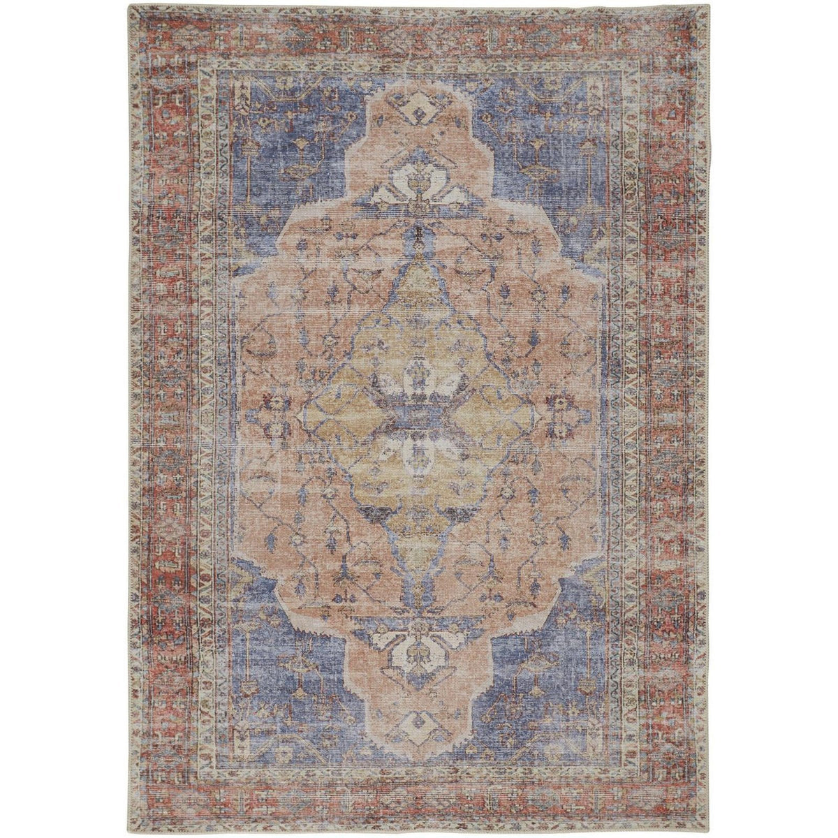 Feizy Percy 39APF Rug in Rust / Blue