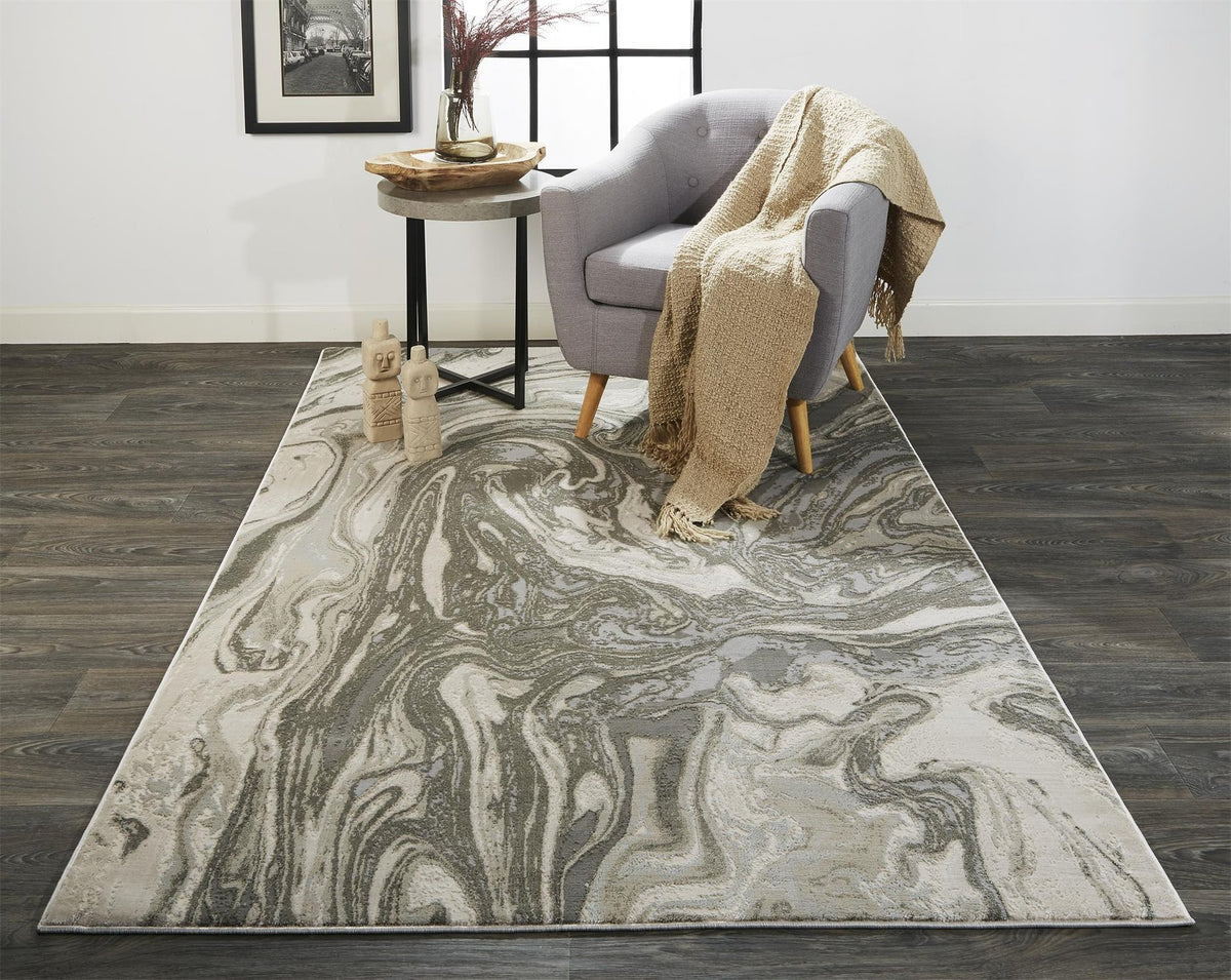 Feizy Prasad 3894F Rug in Light Gray