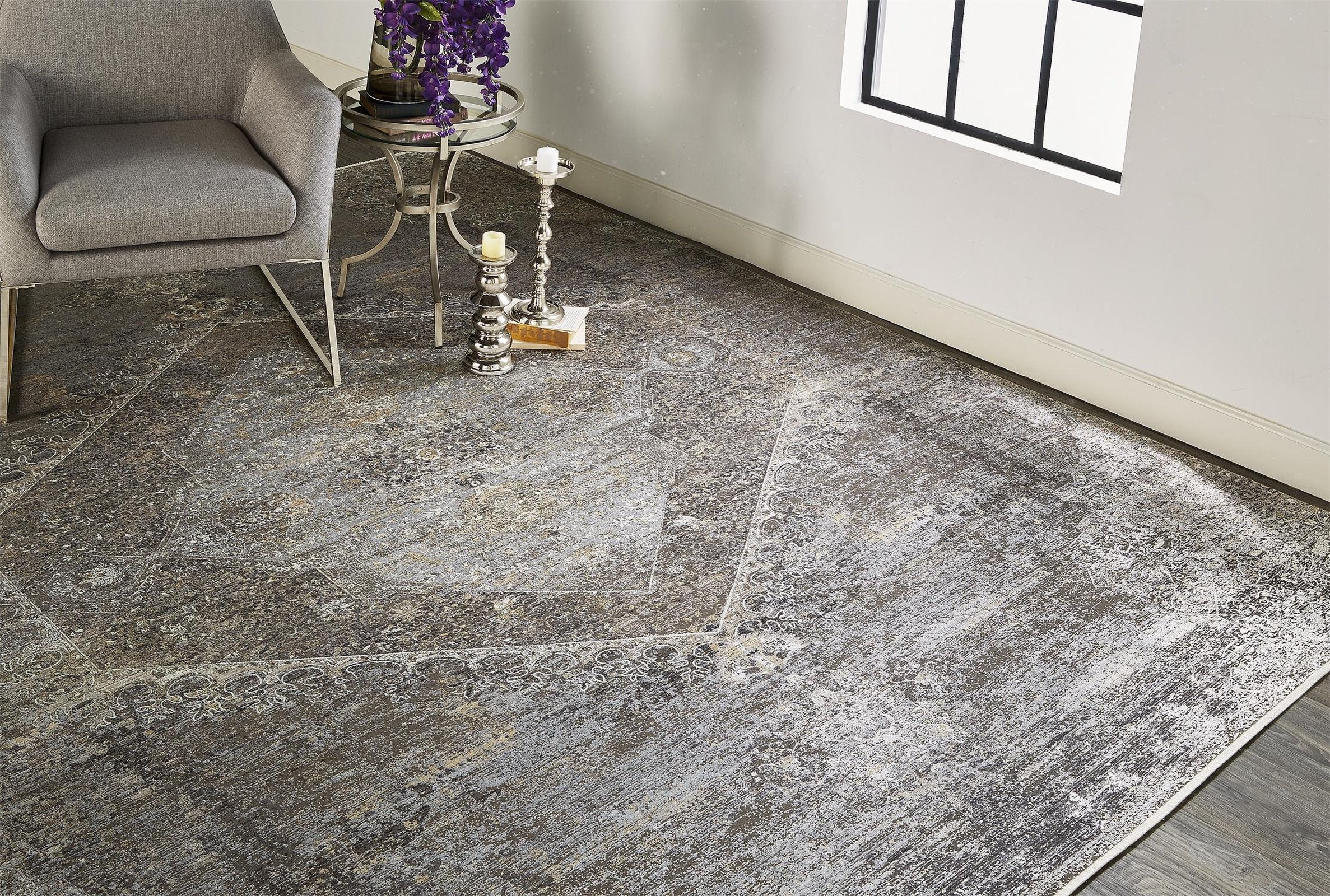 Feizy Sarrant 3963F Rug in Smoke